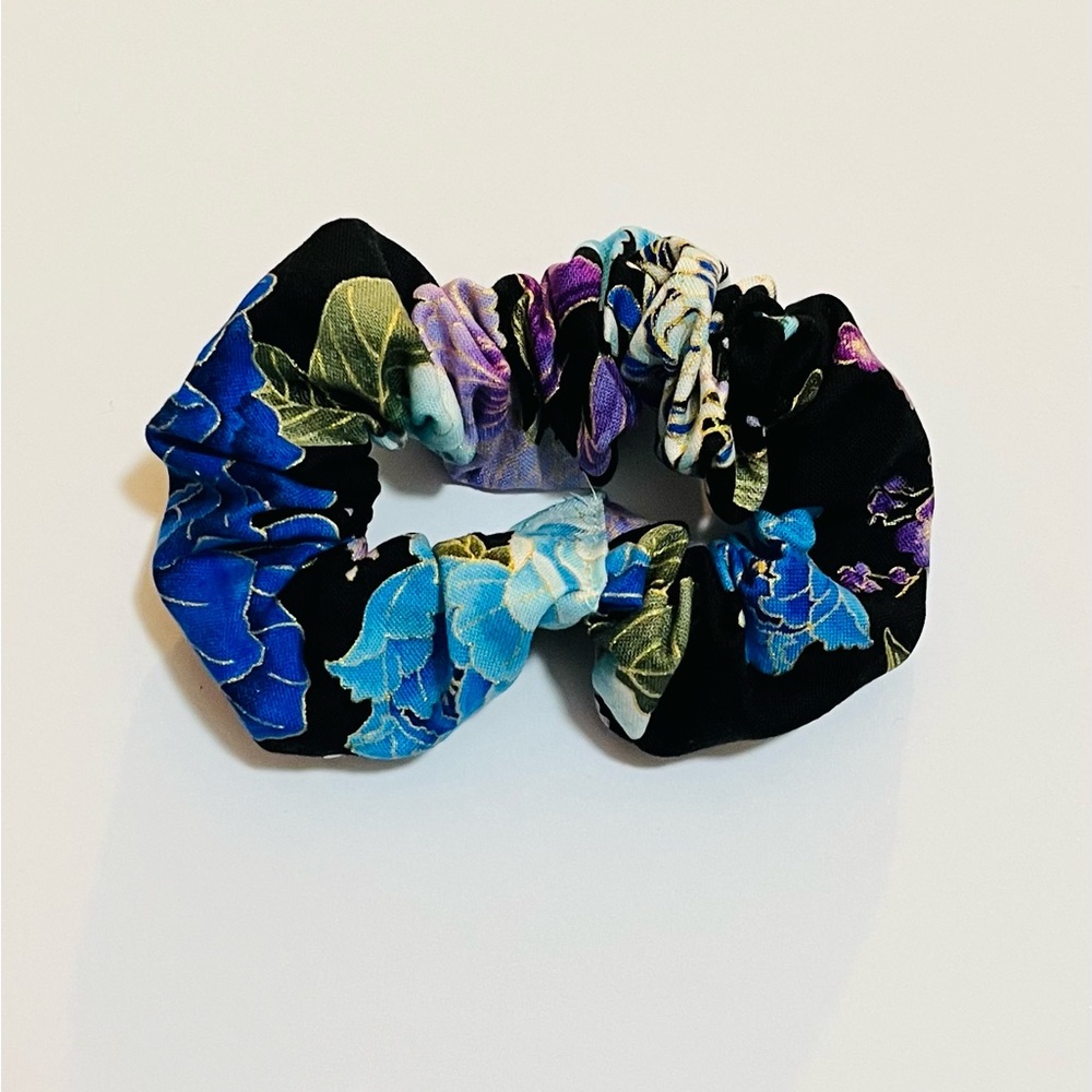 Blue and Purple Flowers Scrunchie